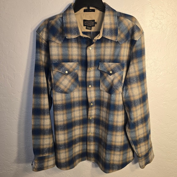 Pendleton Other - NEW Pendleton Canyon Western Shirt XL Mens Blue Plaid Umatilla Wool Pearl Snap